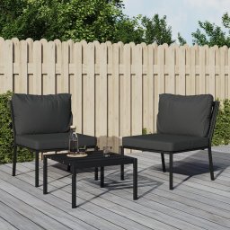  vidaXL Krzesła ogrodowe z szarymi poduszkami, 2 szt, 60x74x79 cm, stal