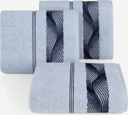  Eurofirany Ręcznik frotte z żakardową bordiurą SYLWIA 70X140 szaro-niebieski
