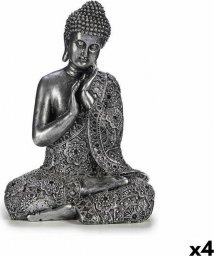  Gift Decor Figurka Dekoracyjna Budda Na siedząco Srebrzysty 22 x 33 x 18 cm (4 Sztuk)