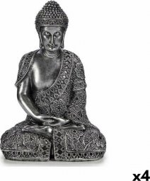  Gift Decor Figurka Dekoracyjna Budda Na siedząco Srebrzysty 17 x 32,5 x 22 cm (4 Sztuk)
