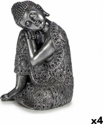  Gift Decor Figurka Dekoracyjna Budda Na siedząco Srebrzysty 20 x 30 x 20 cm (4 Sztuk)