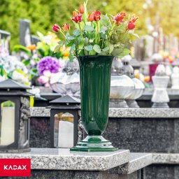  Kadax Wazon Flakon cmentarz Grób Nagrobek Zielony 37cm