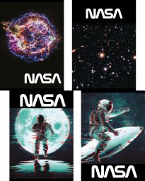 MAJEWSKI Zeszyt A5 32k linia podwójna dwukolorowa laminowany SPACE ADVENTURE z lakierem miejscowym p15 mix cena za 1 szt