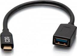 Kabel USB C2G USB-C Male to USB-A Female SuperSpeed USB 5Gbps Adapter Converter - Kabel USB - USB Typ A (W) do 24 pin USB-C (M) - USB 3.2 Gen 1 - 30 V - 15 cm - uformowany - czarny