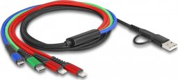 Kabel USB Delock USB-A + USB-C - USB-C + microUSB + 2x Lightning 1.2 m Wielokolorowy (87884)