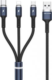 Kabel USB Wekome USB-A - USB-C + microUSB + Lightning 1.2 m Czarny (WK-WDC-119_BLACK)