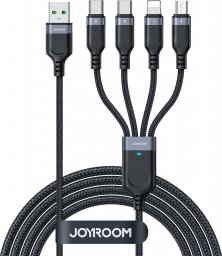 Kabel USB Joyroom USB-A - 2x USB-C + Lightning + microUSB 1.2 m Czarny (JYR776)