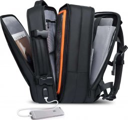  4kom.pl Plecak podróżny Bange BackPack biznesowy plecak rozszerzalny Torba pojemna do laptopa 17.3" z portem USB Czarny