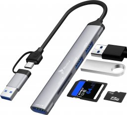 HUB USB Reagle Reagle HUB USB-C USB-A 2w1 na 3x porty USB Czytnik SD TF