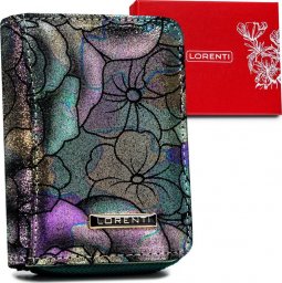  Lorenti Mały, skórzany portfel damski z kwiatowym wzorem  Lorenti NoSize