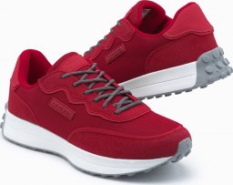  Ombre Buty męskie sneakersy z łączonych materiałów - czerwone V2 OM-FOSL-0110 40