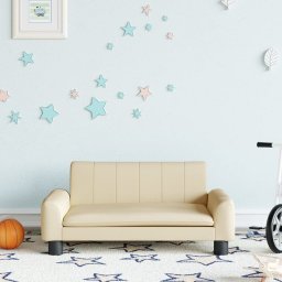  vidaXL Sofa dla dzieci, kremowa, 70x45x30 cm, obita tkaniną