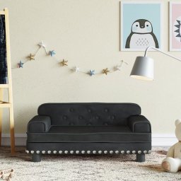  vidaXL Sofa dla dzieci, czarna, 70x45x30 cm, aksamit