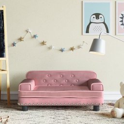  vidaXL Sofa dla dzieci, różowa, 70x45x30 cm, aksamit