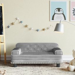 vidaXL Sofa dla dzieci, jasnoszara, 70x45x30 cm, aksamit