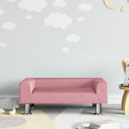  vidaXL Sofa dla dzieci, różowa, 70x45x26,5 cm, aksamit