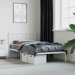  vidaXL vidaXL Metalowa rama łóżka z wezgłowiem, biała, 90x190 cm