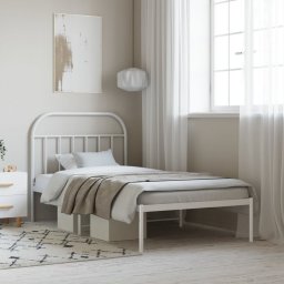  vidaXL vidaXL Metalowa rama łóżka z wezgłowiem, biała, 100x200 cm