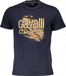  Cavalli Class T-SHIRT CAVALLI CLASS Z KRÓTKIM RĘKAWEM MĘSKI NIEBIESKI L