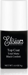  ELISIUM_Top Coat Total Matte matowy top do lakierów hybrydowych Black Confetti 9g