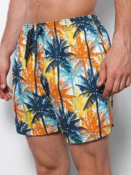  Ombre Kąpielówki męskie w palmy - niebiesko-pomarańczowe V24 OM-SRBS-0125 S