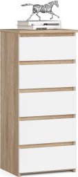 Fabryka Mebli Akord Komoda CL5 40 cm 5 szuflad - dąb sonoma-biała