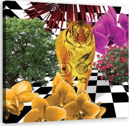  Feeby Obraz na płótnie, Kolorowy tygrys - 60x60