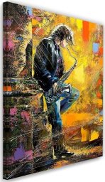  Feeby Obraz na płótnie, Muzyk z saksofonem malowany - 40x60