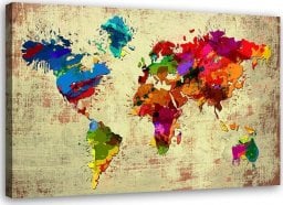  Feeby Obraz na płótnie, Mapa świata w kolorze - 90x60