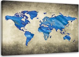  Feeby Obraz na płótnie, Niebieska mapa świata - 60x40