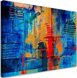 Feeby Obraz na płótnie, Niebieska abstrakcja ręcznie malowana - 60x40