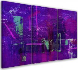Feeby Obraz trzyczęściowy na płótnie, Fioletowa abstrakcja ręcznie malowana - 60x40