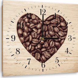  Feeby Obraz z zegarem, Serce z ziaren kawy - 40x40