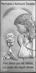  Beltrami Srebrny obrazek na pamiątkę I Komunii Świętej dla dziewczynki 7x14 cm Uniwersalny