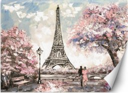  Feeby Fototapeta, Paryż Wieża Eiffla jak malowany różowy - 100x70