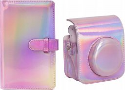 Pokrowiec LoveInstant Futerał Etui Pokrowiec Do Fujifilm Instax Mini 12 + Album Na 96 Zdjęć / Różowy Błysk