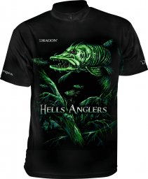  Dragon T-Shirt Dragon Hells Anglers (Z Zamkiem) SZCZUPAK XXL czarno-zielony