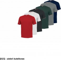  INDUSTRIAL STARTER IS-08182 - T-shirt Rapallo z bawełny czesanej Jersey z kontrastowymi lamówkami na rękawach i kołnierzu, 100% bawełna - zieleń butelkowa M