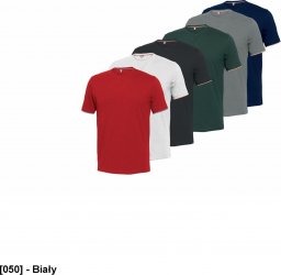  INDUSTRIAL STARTER IS-08182 - T-shirt Rapallo z bawełny czesanej Jersey z kontrastowymi lamówkami na rękawach i kołnierzu, 100% bawełna - biały XL