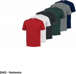  INDUSTRIAL STARTER IS-08182 - T-shirt Rapallo z bawełny czesanej Jersey z kontrastowymi lamówkami na rękawach i kołnierzu, 100% bawełna - niebieska XL