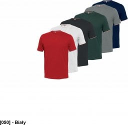  INDUSTRIAL STARTER IS-08182 - T-shirt Rapallo z bawełny czesanej Jersey z kontrastowymi lamówkami na rękawach i kołnierzu, 100% bawełna - biały M