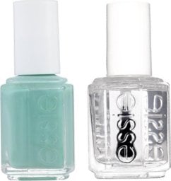 Essie Set Essie: Nail Enamel, Vegan, Glossy Shine Finish, Nail Polish, 99, Mint Candy Apple, 13.5 ml + Nail Care - Good To Go, Top Coat, Nail Strengthening Lacquer, 5 ml For Women