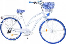  Dallas Bike Rower Dallas Cruiser 26" 7spd Lady Alu - biały z niebieskim, koszem i wkładem