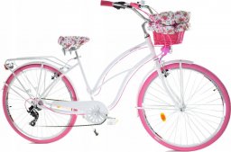 Dallas Bike Rower Dallas Cruiser 28" 7spd Lady Alu - biały z różem, koszem i wkładem