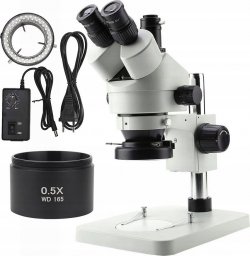 Mikroskop Rosfix Rosfix Mikroskop stereoskopowy trinokularowy Mercury Pro MSMP-T-PS1 + Oświetlacz do mikroskopu 56xLED + Rosfix Soczewka do mikroskopu 0,5x