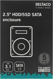  Deltaco Pudełko na dysk twardy / SSD 2,5", USB 3.1 Gen 1, SATA 3.0, UASP, czarny / MAP-K104