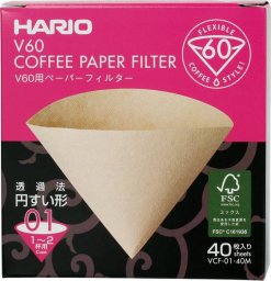  Hario Filtry papierowe Misarashi brązowe - V60-01 - 40 Sztuk