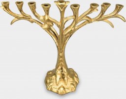  rzezbyzbrazu Świecznik Dziewięcioramienny Chanukija Judaistyczna Drzewo Życia Złota