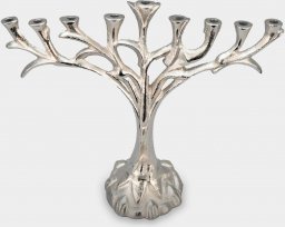  rzezbyzbrazu Świecznik Dziewięcioramienny Chanukija Judaistyczna Drzewo Życia Srebrna