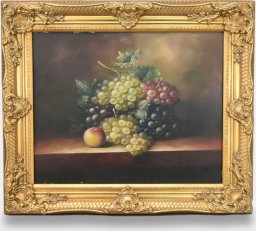  rzezbyzbrazu Obraz Martwa Natura z Owocami Winogron w Złotej Ramie